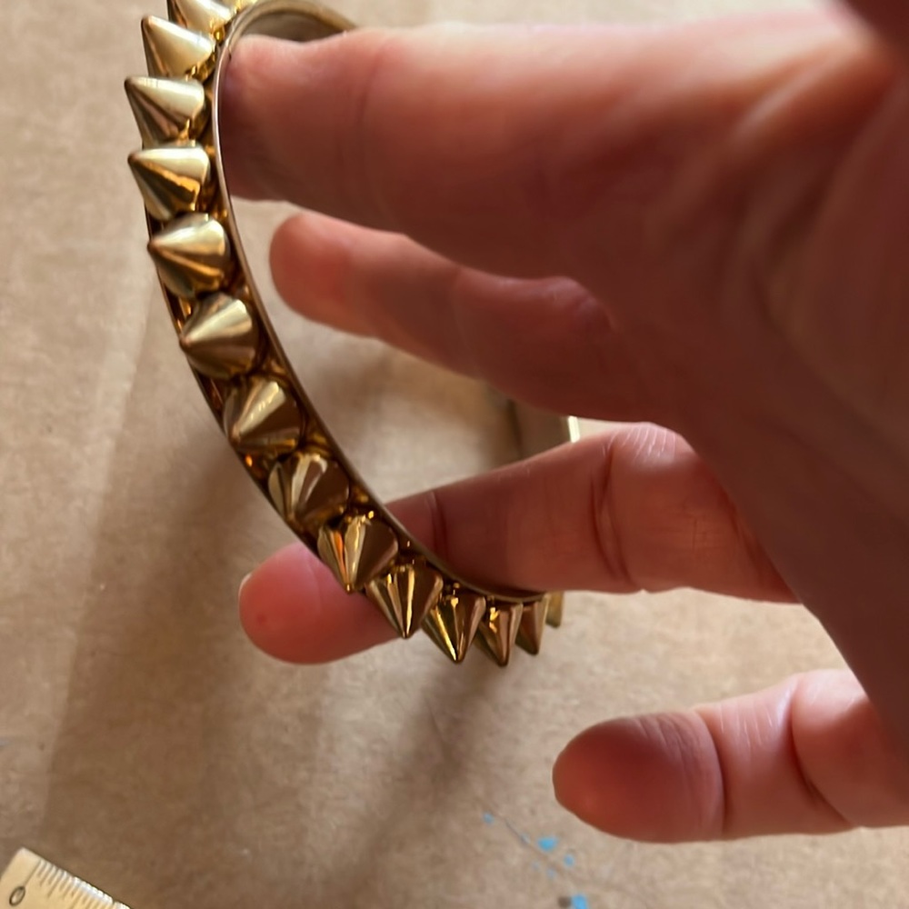 GOLDTONE SPIKE PUNK BRACELET, 3” round, good cond, vintage circa 80s
